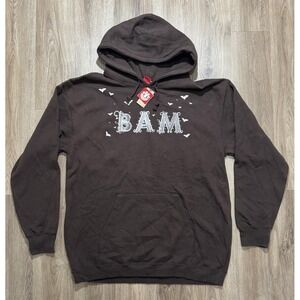 Y2K Element BAM Bats Logo Skateboarding Brown Hoodie Size L